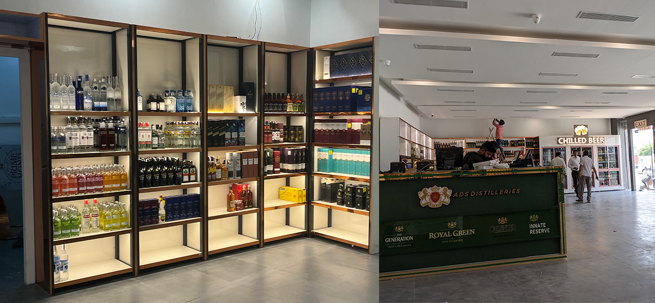 Woodnote Bahadurgarh premium liquor store interior transformation